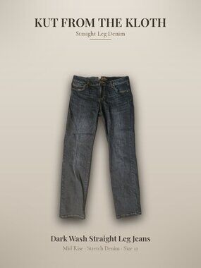 Kut from the Kloth Straight Leg Jeans Dark Wash 5 Pocket Size 12